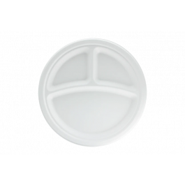 Teller Zuckerrohr Ø260mm 3-Fächer - 500 Stück
