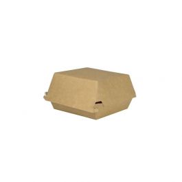 Hamburgerboxen zum Mitnehmen Pappe 11x11x8 cm Braun-Weiß - 300 Stk
