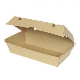 Take-away-Boxen Karton mit Klappdeckel 24,8x13x7,5 cm Braun - 200 Stk