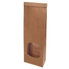 Kraftpapier Tüte Braun mit Fenster 90x45x275 mm wiederverschließbar - 500 Stk