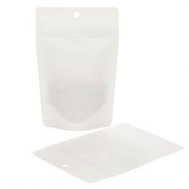 Öko Standbodenbeutel Kraft/Bioplastik Weiß 57 Gramm | 102x60x152mm - 100 Stk