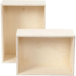 Aufbewahrungsboxen aus Sperrholz rechteckig 27x19.5x12.5cm + 31x22.5x12.5cm - 2 Stk