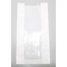 Papiertüten mit Fenster 200x90x380mm Weiß Kraftpapier 40g/m² - 100 Stk