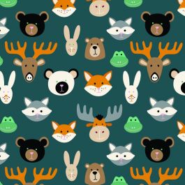 Beschichtetes Geschenkpapier auf Rolle | Wilde Tiere/Grün - 1 Rolle