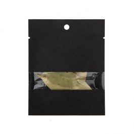 Klappenbeutel Kraftpapier Schwarz Umweltfreundlich 76x102 mm Verschließbar mit Fenster - 100 Stk