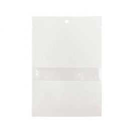 Klappenbeutel Kraftpapier Weiß Umweltfreundlich 102x152 mm Verschließbar mit Fenster - 100 Stk