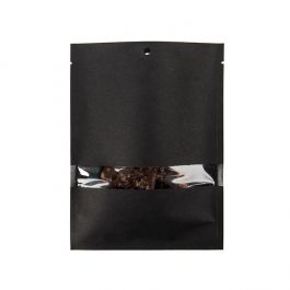 Klappenbeutel Kraftpapier Schwarz Umweltfreudnlich 127x178 mm Verschließbar mit Fenster - 100 Stk