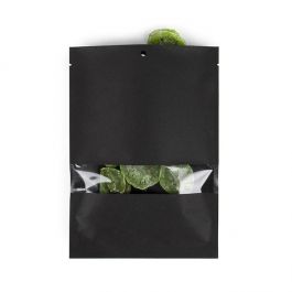 Klappenbeutel Kraftpapier Schwarz Umweltfreundlich 152x229 mm Verschließbar mit Fenster- 100 Stk