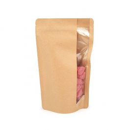 Standbodenbeutel | Kraftpapier | Vertikales Fenster | 171x89x286mm - 25 Stk