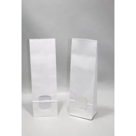 Blockbodenbeutel Kraftpapier Weiß gefüttert 105x65x330mm | 1kg - 100 Stk