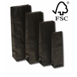 Öko Blockbodenbeutel aus Schwarzem Kraftpapier - fettdicht 105x65x280mm - 100 Stk