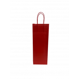 Papiertragetaschen für Flaschen Rot 140x80x390mm - 50 Stk