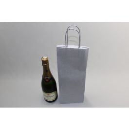 Papiertragetaschen für Flaschen Silber 140x80x390mm - 50 Stk