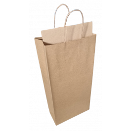 Papiertragetaschen für Flaschen Kraftpapierpapier + Kartonboden 180x80x390mm - 50 Stk