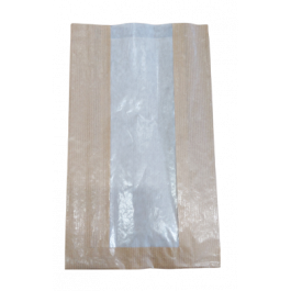 Seitenfaltenbeutel aus Papier mit Pergamin Fenster 24+6x39 cm - 100 Stk