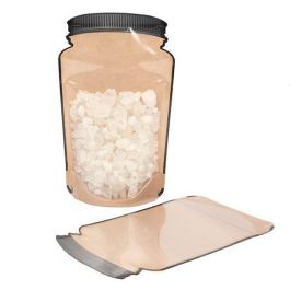 Standbodenbeutel Kraftpapier/Transparent Glasgefäß-Form 152x79x254mm - 100 Stk