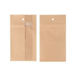 Druckverschlussbeutel Kraftpapier mit vertikalem Fenster 76x114mm - 100 Stk