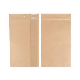 Druckverschlussbeutel Kraftpapier mit vertikalem Fenster 178x305mm - 100 Stk