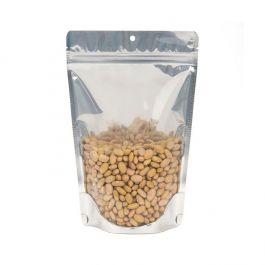 Standbodenbeutel Transparent/Weiß 149x89x232mm mit Aufhängeloch | 310 Gramm - 100 Stk